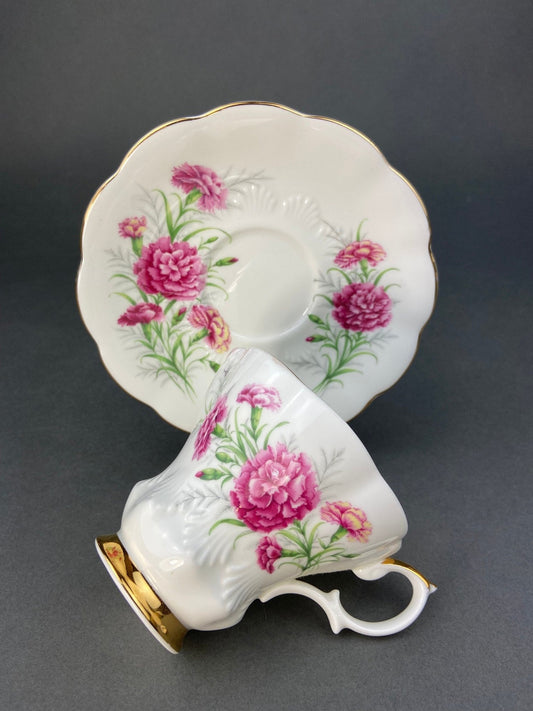 Vintage Royal Albert Tea Cup and Saucer. Friendship Series of 12. Carnation Motif. Fine Bone China Made in England. - I Bought a Yard Sale