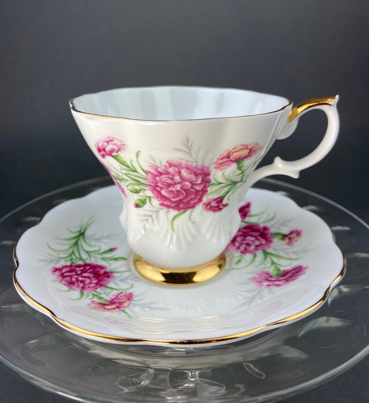 Vintage Royal Albert Tea Cup and Saucer. Friendship Series of 12. Carnation Motif. Fine Bone China Made in England. - I Bought a Yard Sale