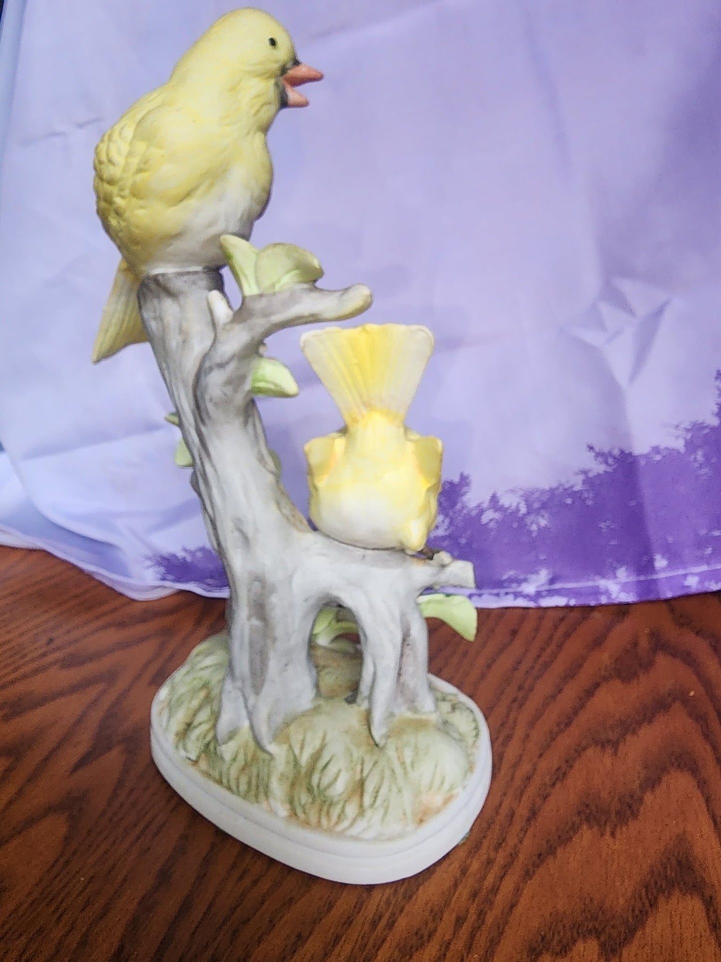 VINTAGE ROYAL CROWN PORCELAIN YELLOW BIRD SCULPTURE FIGURINE BLUE FLOWERS JAPAN - I Bought a Yard Sale