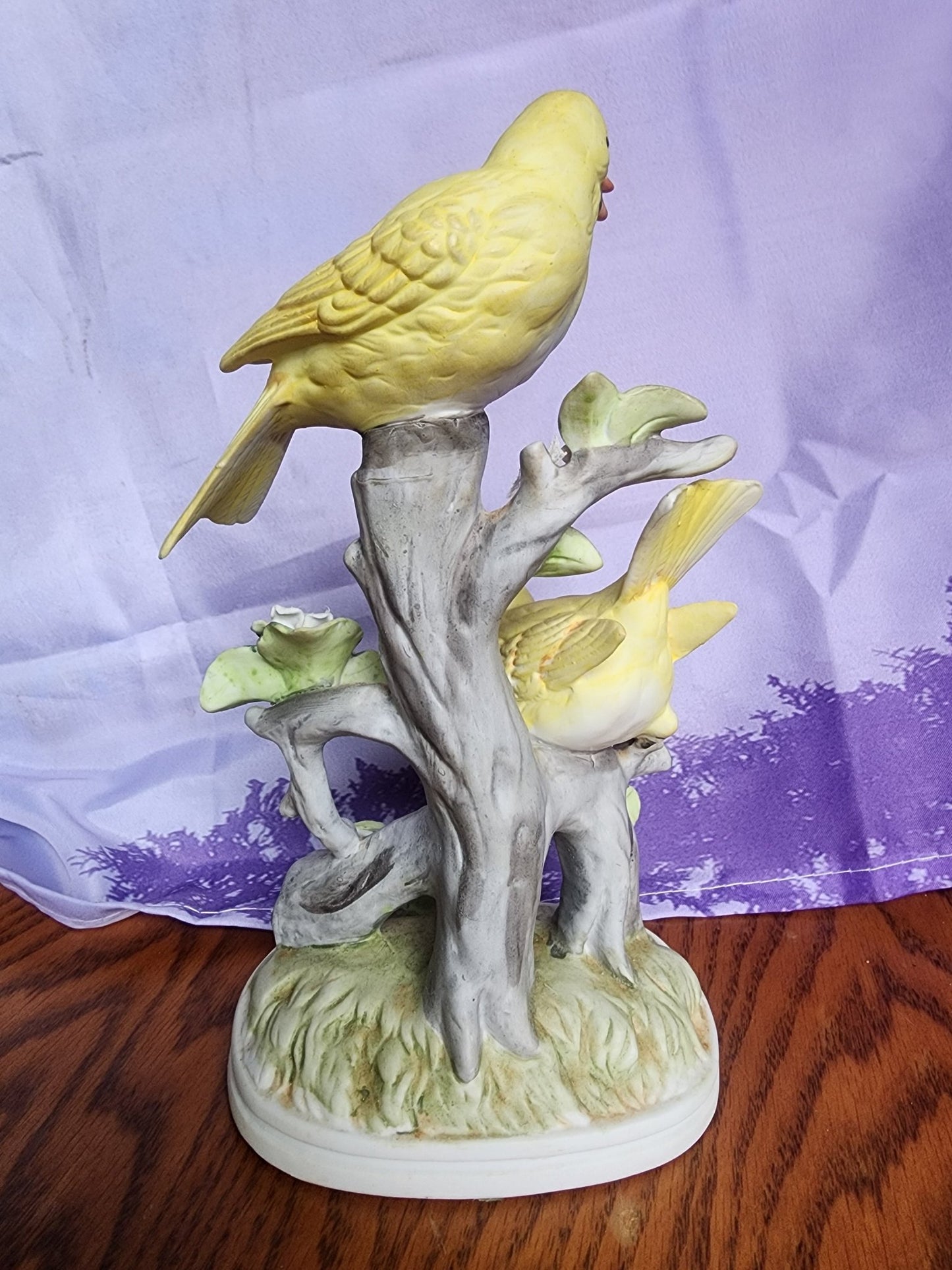 VINTAGE ROYAL CROWN PORCELAIN YELLOW BIRD SCULPTURE FIGURINE BLUE FLOWERS JAPAN - I Bought a Yard Sale