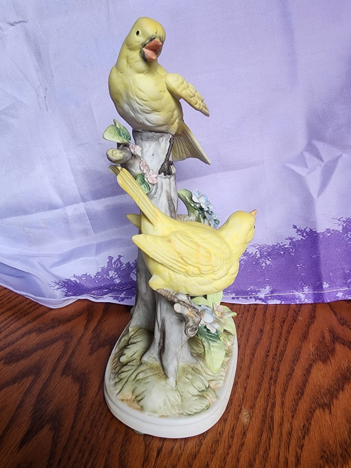 VINTAGE ROYAL CROWN PORCELAIN YELLOW BIRD SCULPTURE FIGURINE BLUE FLOWERS JAPAN - I Bought a Yard Sale