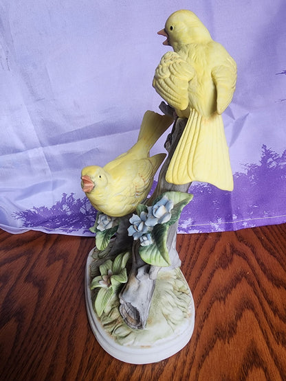 VINTAGE ROYAL CROWN PORCELAIN YELLOW BIRD SCULPTURE FIGURINE BLUE FLOWERS JAPAN - I Bought a Yard Sale