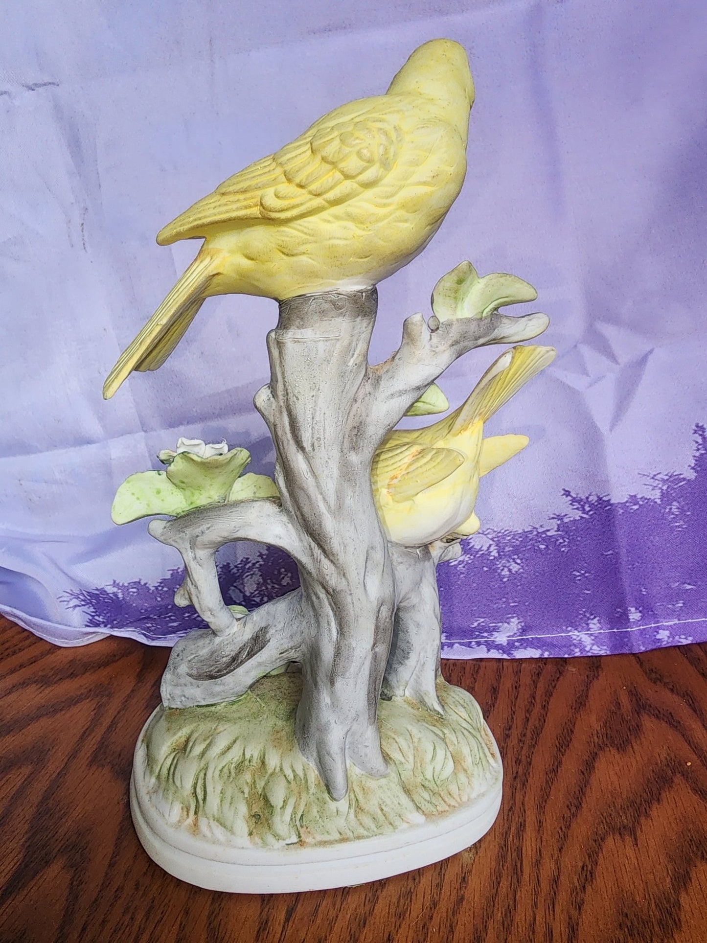 VINTAGE ROYAL CROWN PORCELAIN YELLOW BIRD SCULPTURE FIGURINE BLUE FLOWERS JAPAN - I Bought a Yard Sale