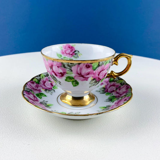 Vintage Royal Sealy Tea Coffee Cup & Saucer with Pink Roses Design. Dining Room Decor. Modern Farmhouse. Tea Garden Party Hosting Essentials - I Bought a Yard Sale