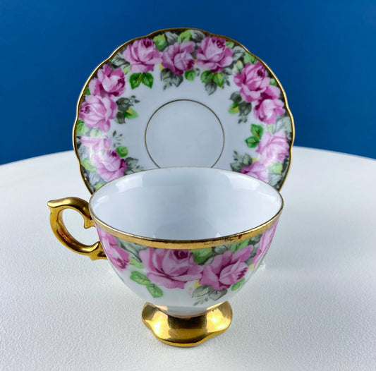 Vintage Royal Sealy Tea Coffee Cup & Saucer with Pink Roses Design. Dining Room Decor. Modern Farmhouse. Tea Garden Party Hosting Essentials - I Bought a Yard Sale