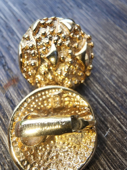 Vintage Sarah Coventry Gold Tone Textured Clip - On Earrings. Button style with a unique nugget texture. Excellent condition." - I Bought a Yard Sale
