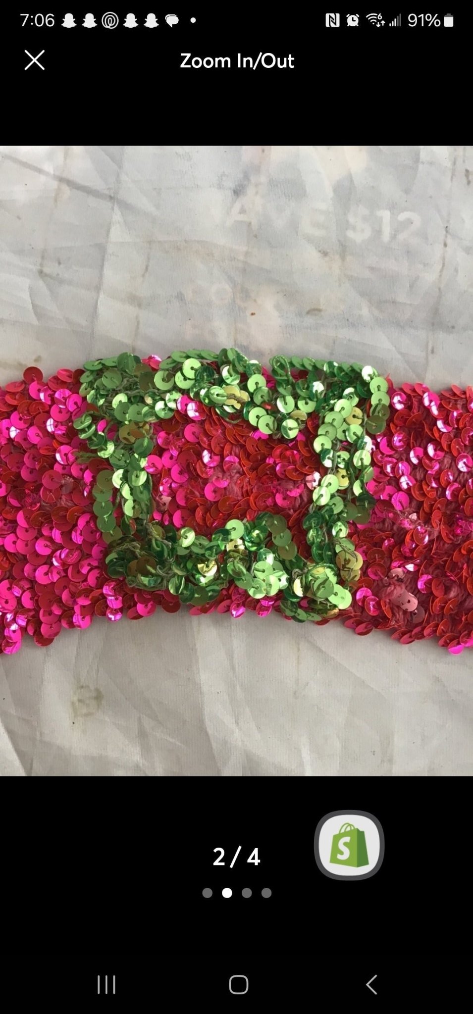 Vintage Sequin belt with lots of stretch neon pink & green - I Bought a Yard Sale