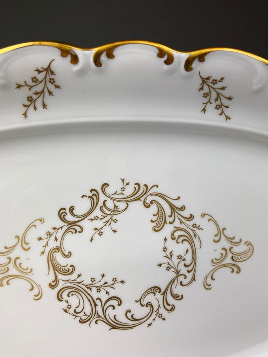 Vintage Serving Platter. Fine Porcelain Serving Dish by Schumann Arzberg, Germany. White Tableware with Gold Rime and Detailing.. - I Bought a Yard Sale