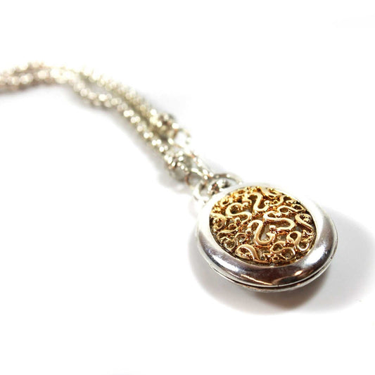 Vintage Signed Oscar De La Renta Two Tone Pendant with 29 Inch Silver Tone Rolo Chain Necklace S - Hook Front Clasp OS107 Antique Necklace by PVD Vintage Jewelry - I Bought a Yard Sale