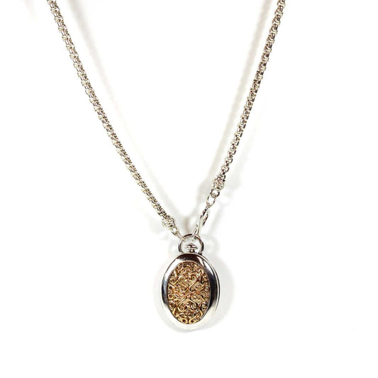 Vintage Signed Oscar De La Renta Two Tone Pendant with 29 Inch Silver Tone Rolo Chain Necklace S - Hook Front Clasp OS107 Antique Necklace by PVD Vintage Jewelry - I Bought a Yard Sale