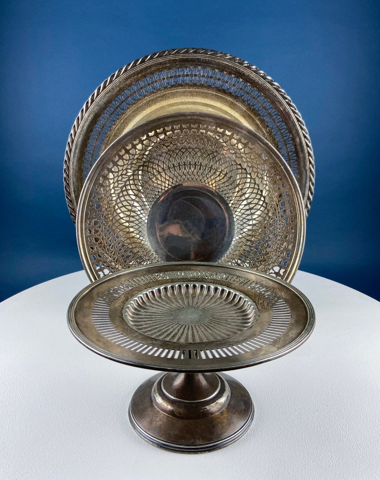 Vintage Silver Plated Serving Dishes Collection. Stunning Lacey Filigree. Benedict Plate, Gorham, W.M. Rogers. Table Centerpieces. Holiday. - I Bought a Yard Sale