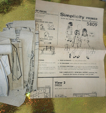 Vintage Simplicity 5809 child size 3 dress cut pattern - I Bought a Yard Sale