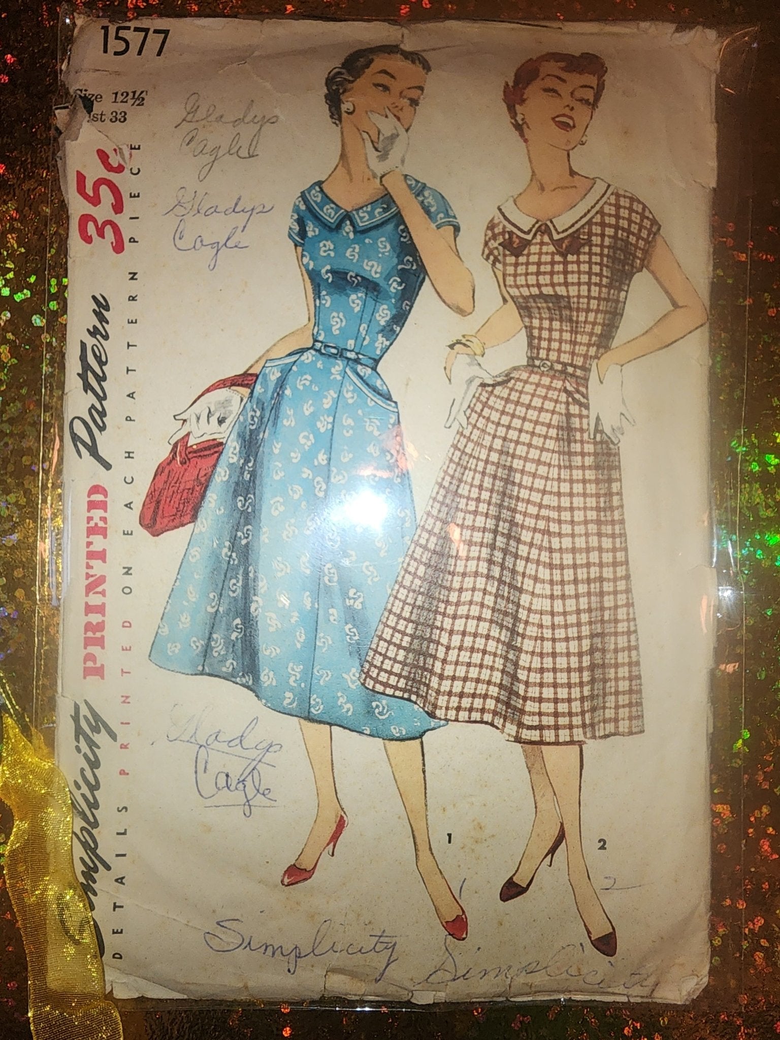 Vintage Simplicity Pattern 1577 size 12.5 complete cut pattern bust 33, waist 27 - I Bought a Yard Sale