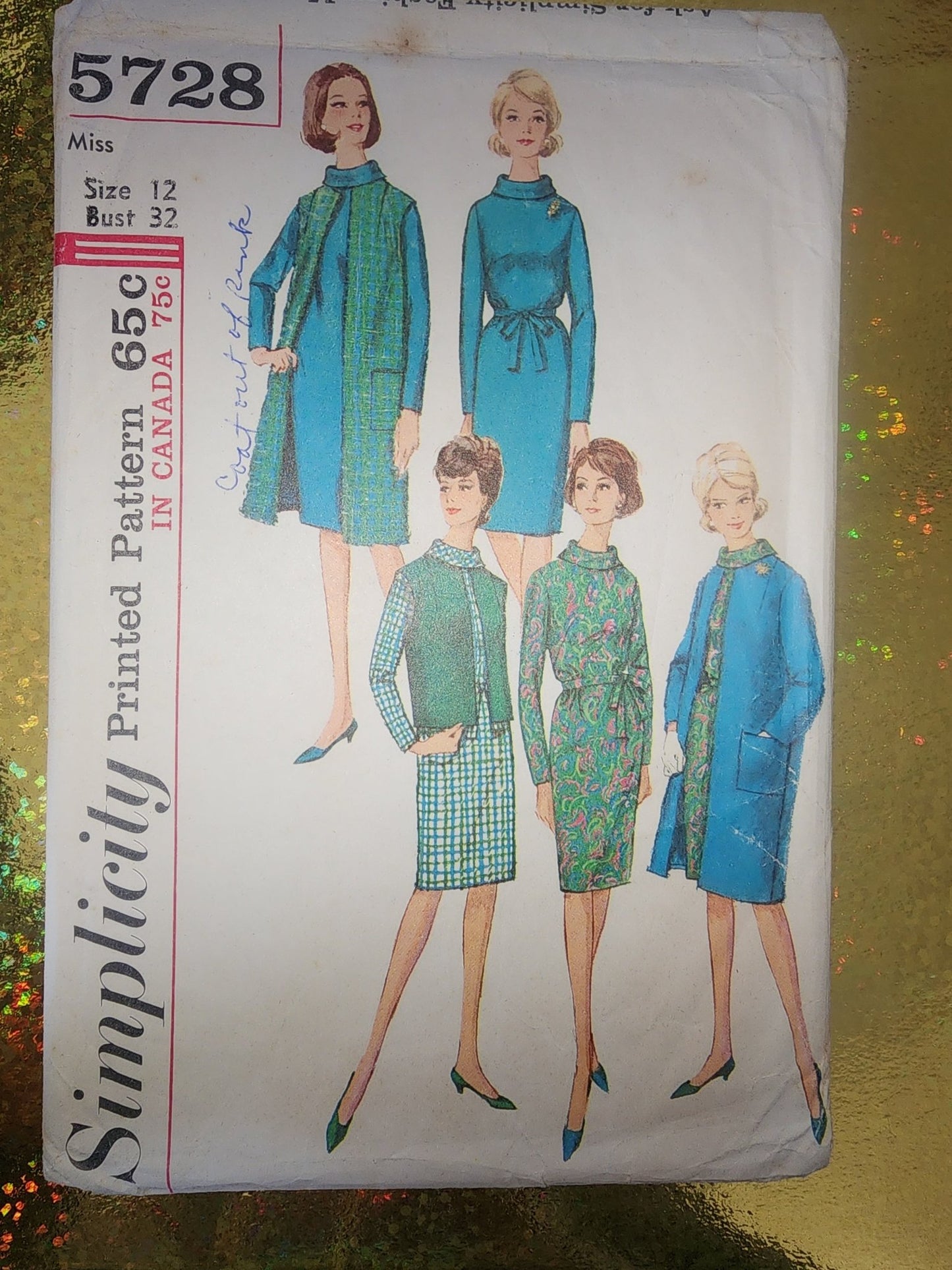 Vintage Simplicity Pattern 5728 retro dress size 12 cut - I Bought a Yard Sale