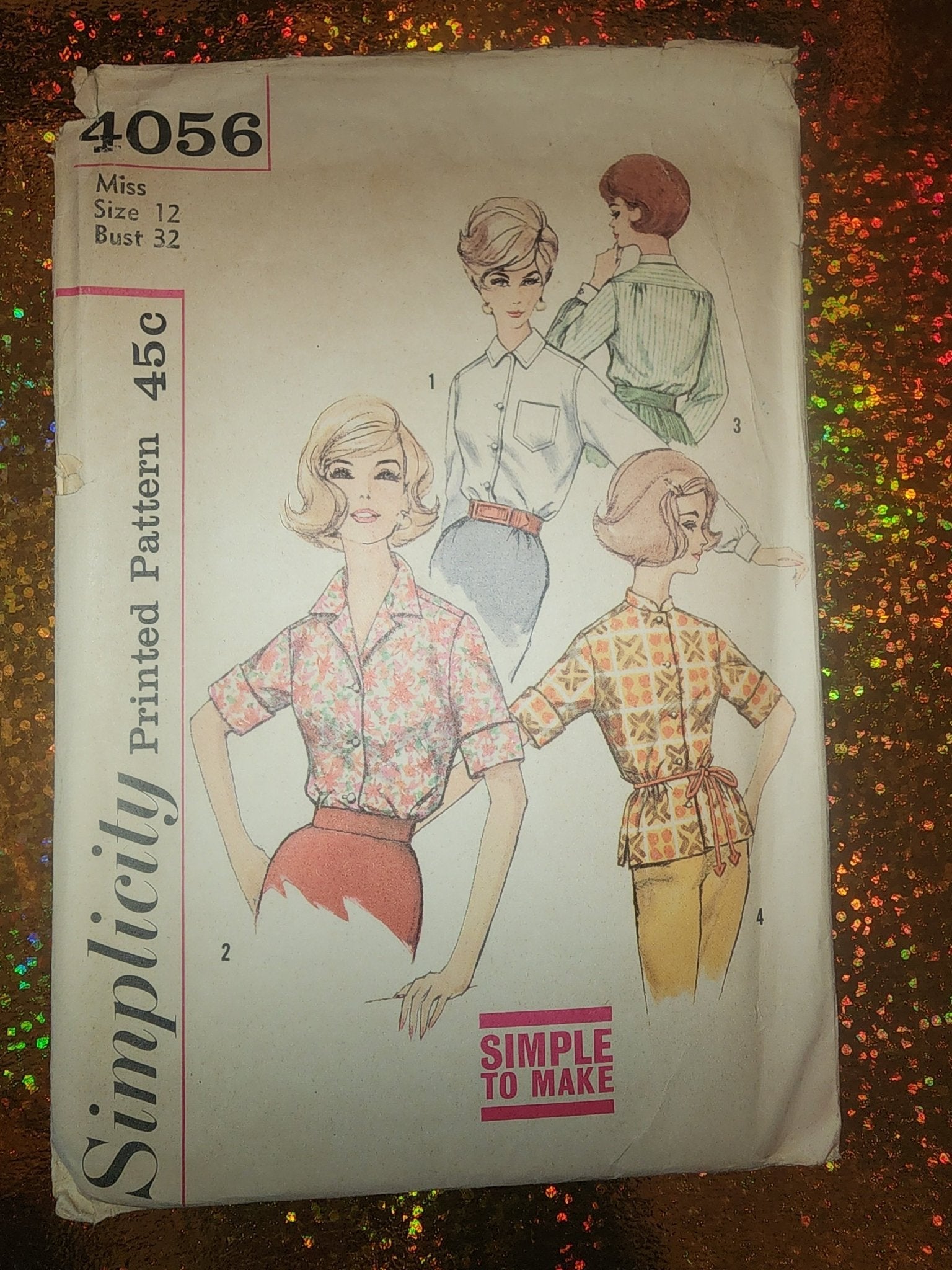 Vintage Simplicity Pattern set of blouses size 12 BUST 33 - I Bought a Yard Sale