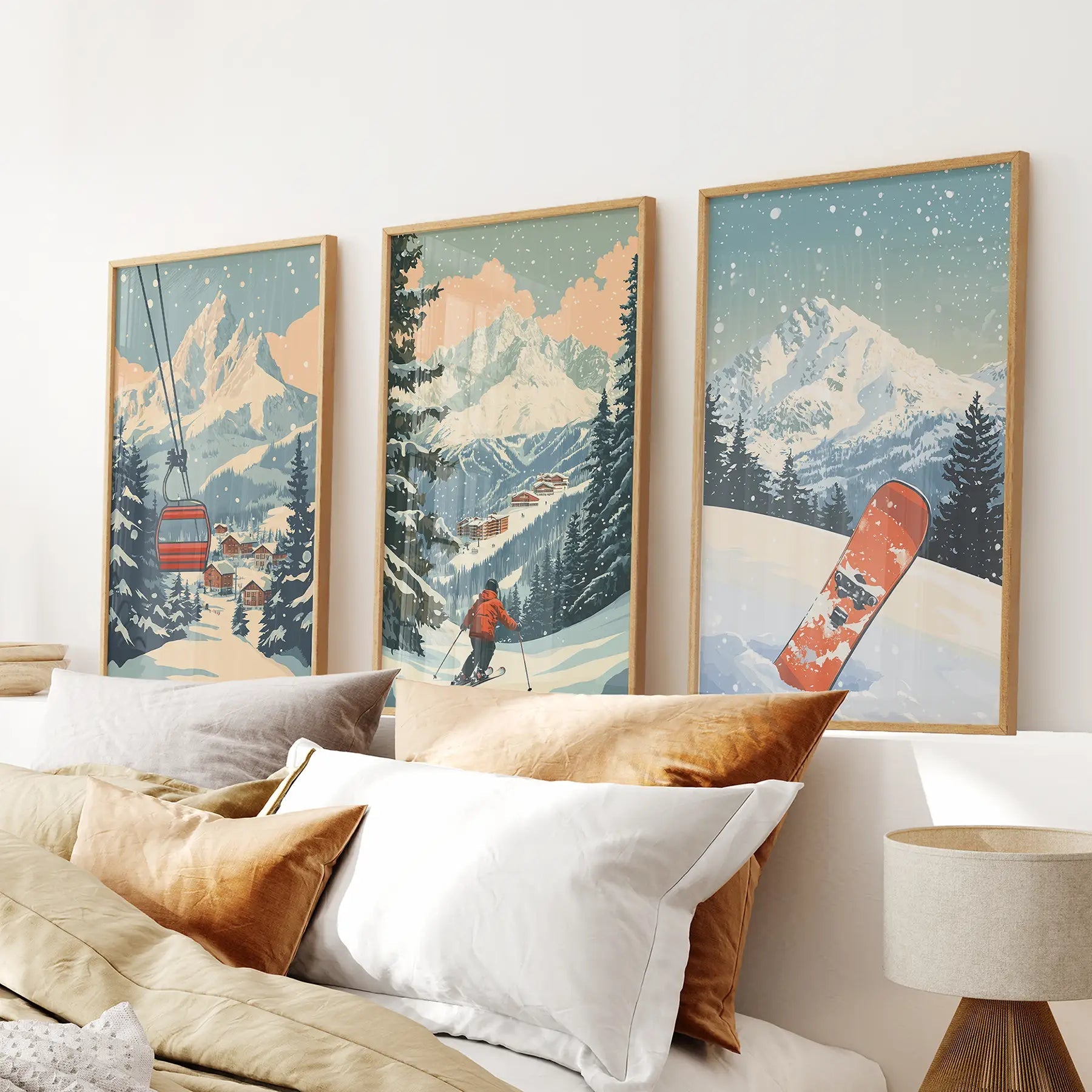 Vintage Ski Poster Set of 3. Snowboard, Skier & Ski Lift Wall Art - I Bought a Yard Sale