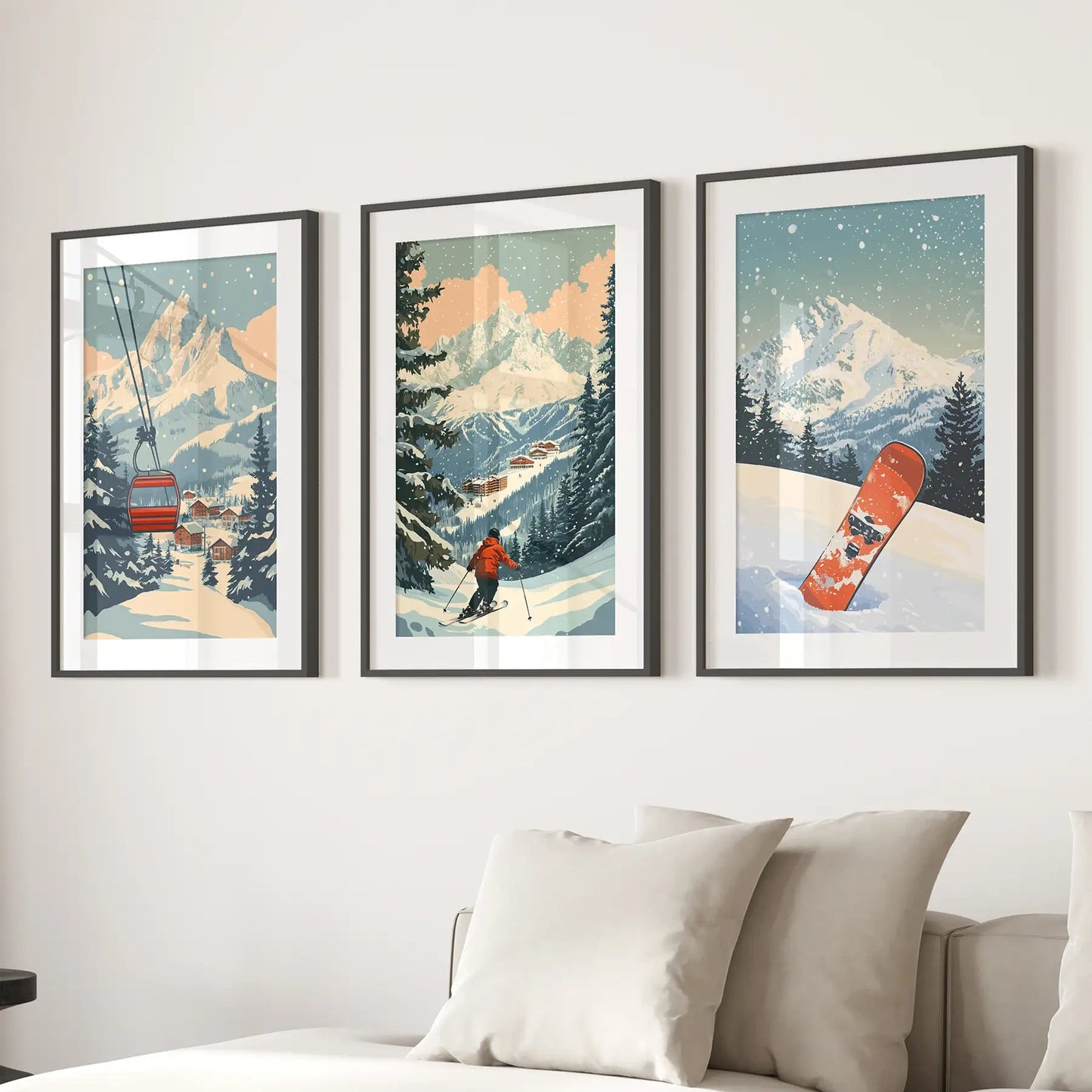 Vintage Ski Poster Set of 3. Snowboard, Skier & Ski Lift Wall Art - I Bought a Yard Sale