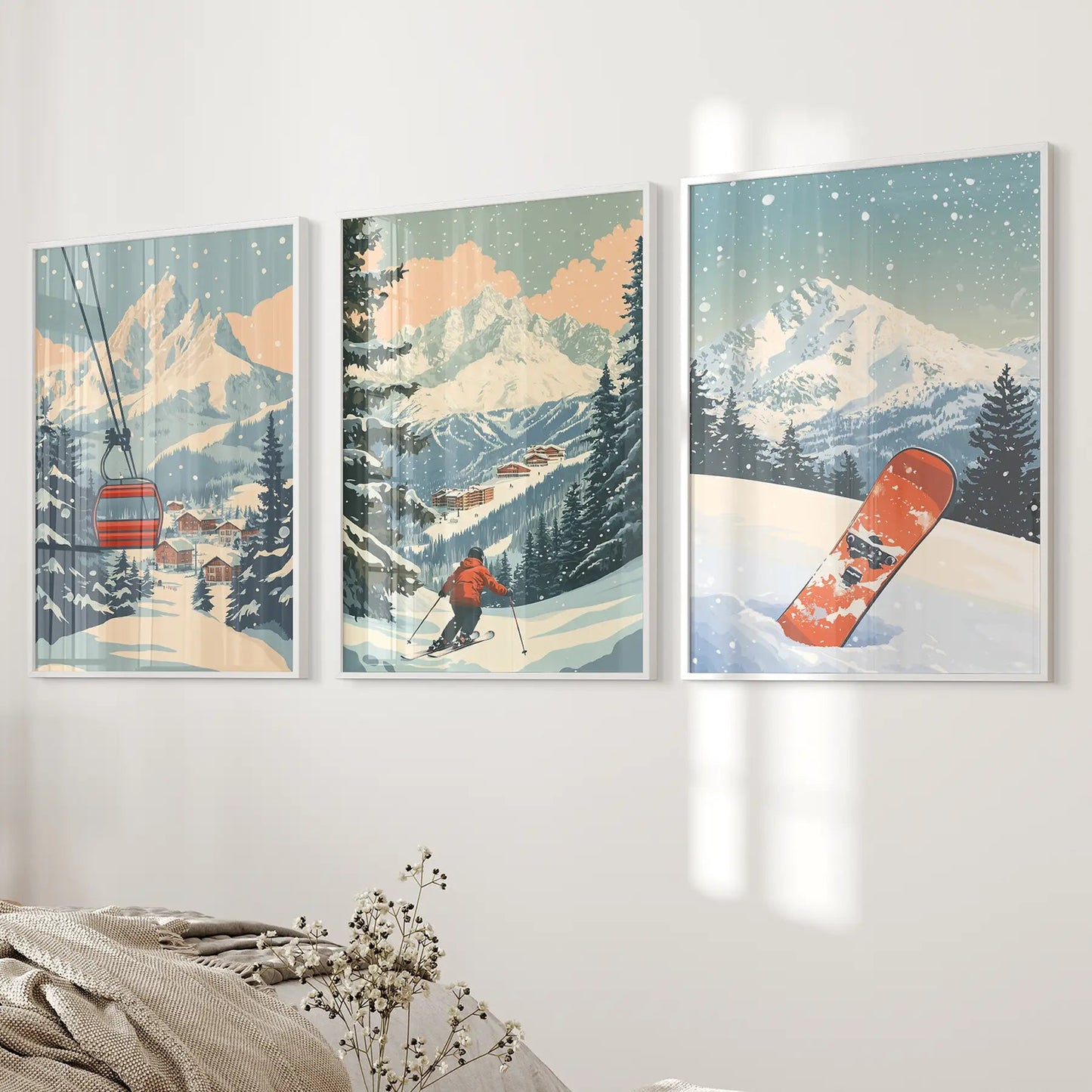 Vintage Ski Poster Set of 3. Snowboard, Skier & Ski Lift Wall Art - I Bought a Yard Sale
