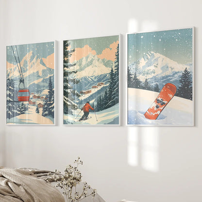 Vintage Ski Poster Set of 3. Snowboard, Skier & Ski Lift Wall Art - I Bought a Yard Sale