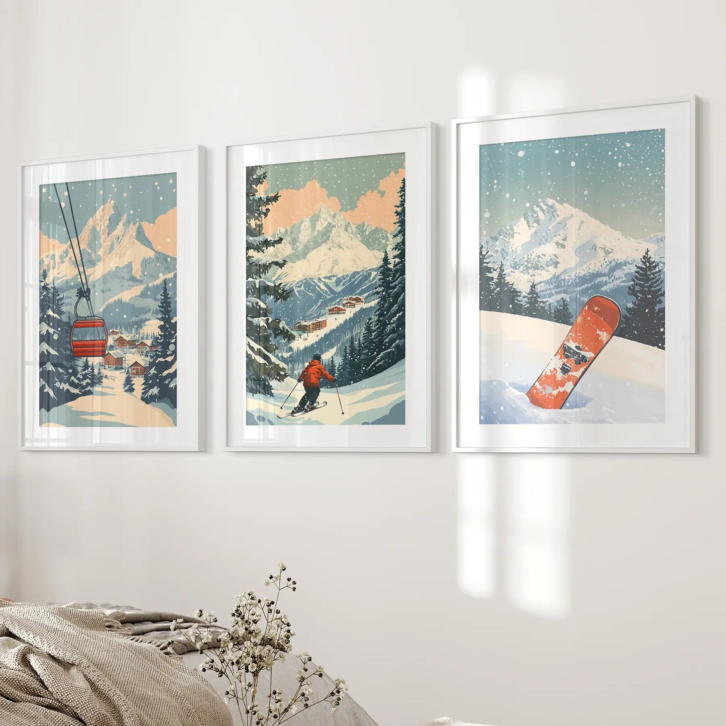Vintage Ski Poster Set of 3. Snowboard, Skier & Ski Lift Wall Art - I Bought a Yard Sale