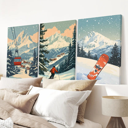 Vintage Ski Poster Set of 3. Snowboard, Skier & Ski Lift Wall Art - I Bought a Yard Sale