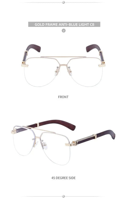 Vintage Square Rimless Sunglasses | Frameless UV Protection Eyewear for Men