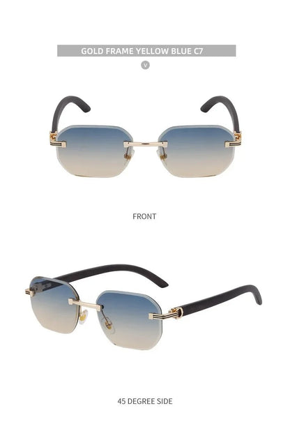 Vintage Square Rimless Sunglasses | Frameless UV Protection Eyewear for Men