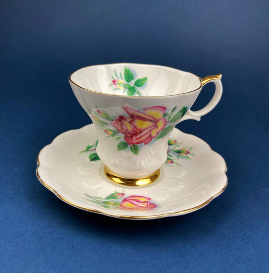 Vintage Tea/Coffee Cup and Saucer. Royal Albert Sweetheart Roses "Anne". Fine Bone China Made in England. - I Bought a Yard Sale