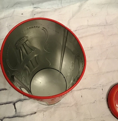 Vintage Tin Coca Cola straw holder has a little rust on rim of top - I Bought a Yard Sale