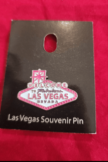 Vintage Welcome To Las Vegas Sign Lapel Souvenir Pin in Pink - I Bought a Yard Sale