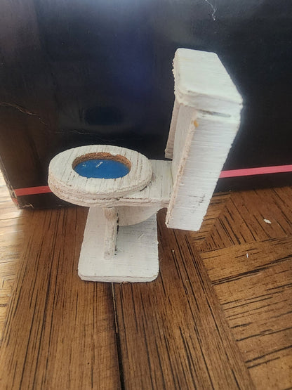 Vintage Wooden toilet and plastic trashcan for Dollhouse - I Bought a Yard Sale