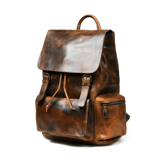 Vortex Leather Backpack: Burnt Brown - I Bought a Yard Sale