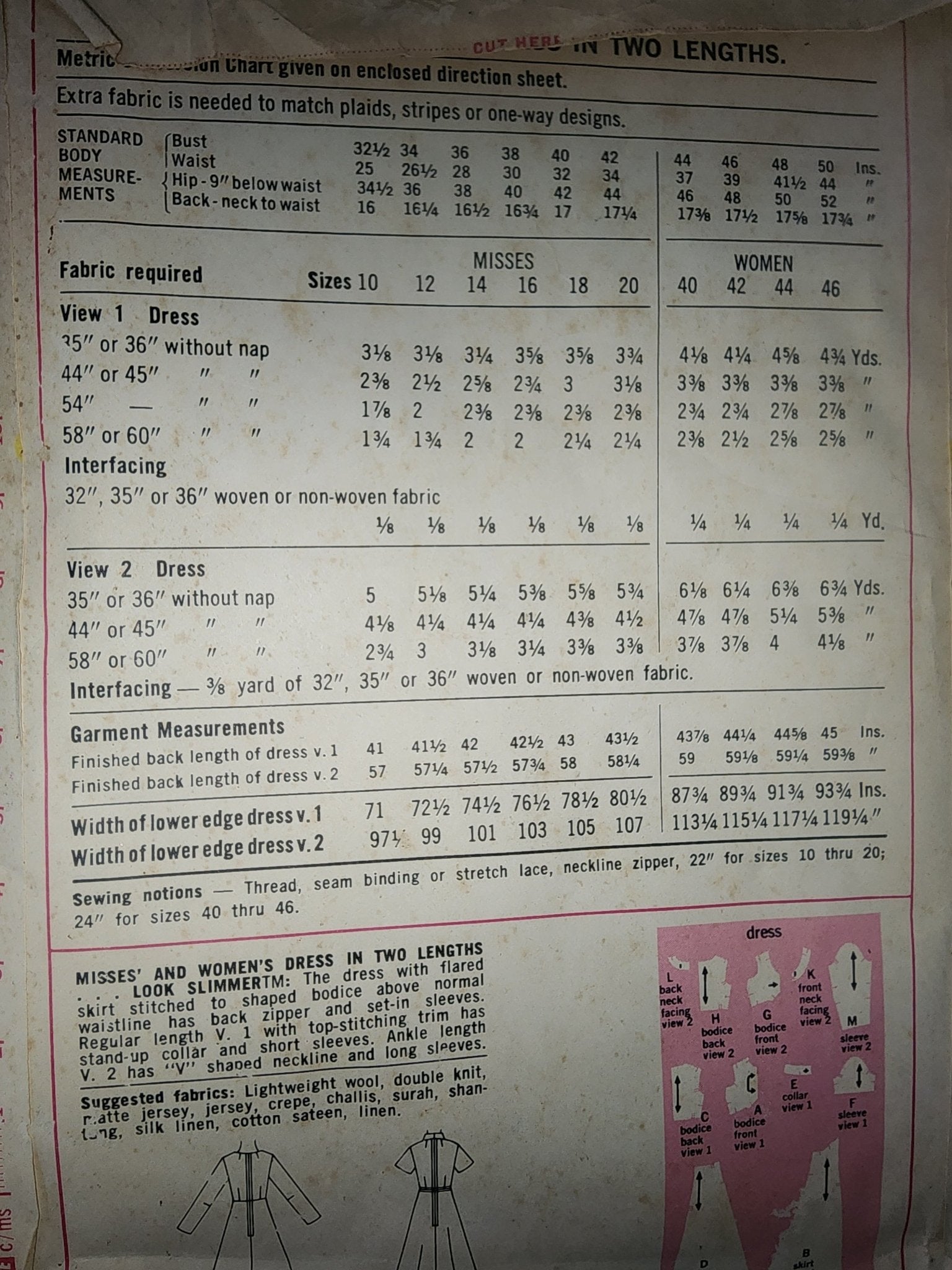 VTG 70's 5850 Simplicity women's dress pattern size 12 bust 32 look slimmer uncut - I Bought a Yard Sale