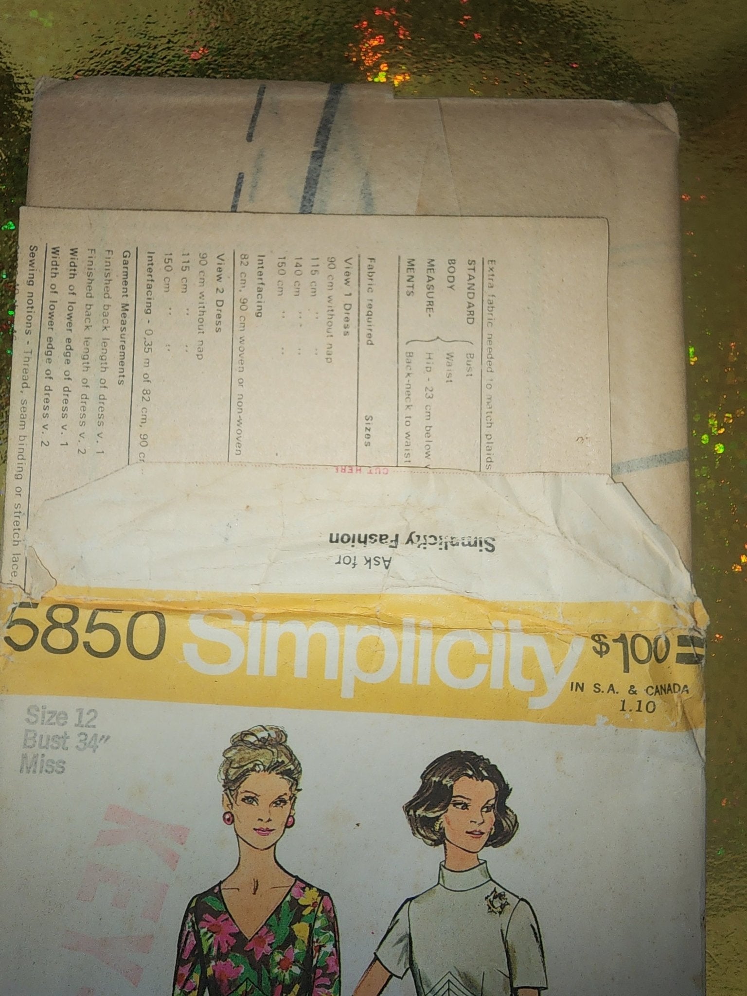 VTG 70's 5850 Simplicity women's dress pattern size 12 bust 32 look slimmer uncut - I Bought a Yard Sale