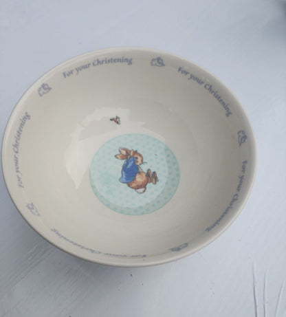 Vtg Wedgewood Peter Child's Rabbit Porcelain Bowl & Cup For your Christening - I Bought a Yard Sale