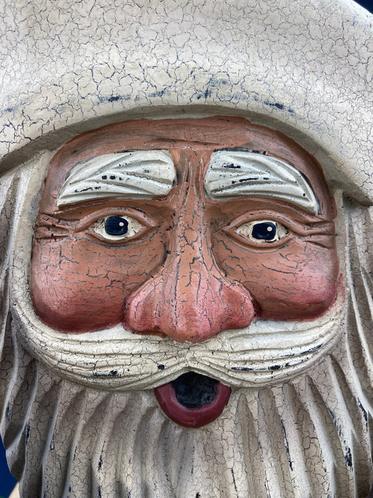 Wall Hanging Santa Claus. Rustic Christmas Decor. Bust of Santa Claus That Looks like Wood Carving. Primitive Cabin Holiday Decor. - I Bought a Yard Sale