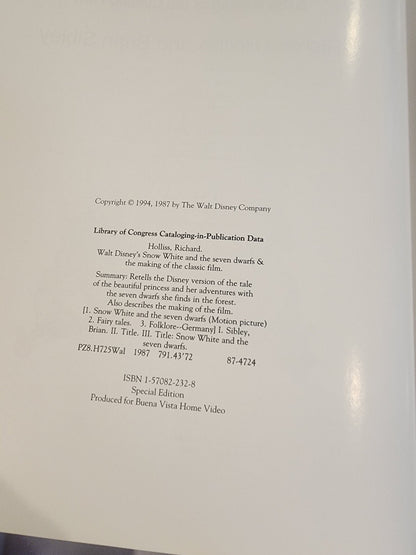 WALT DISNEY's MASTERPIECE SNOW WHITE AND THE SEVEN DWARFS Film Making Book 1994 - I Bought a Yard Sale