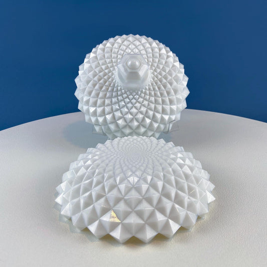 Westmoreland Milk Glass Candy Bowl with Lid. English Hobnail Cosmetic Jewelry Storage Dish for Dresser Bathroom. Dining Room Decor. - I Bought a Yard Sale