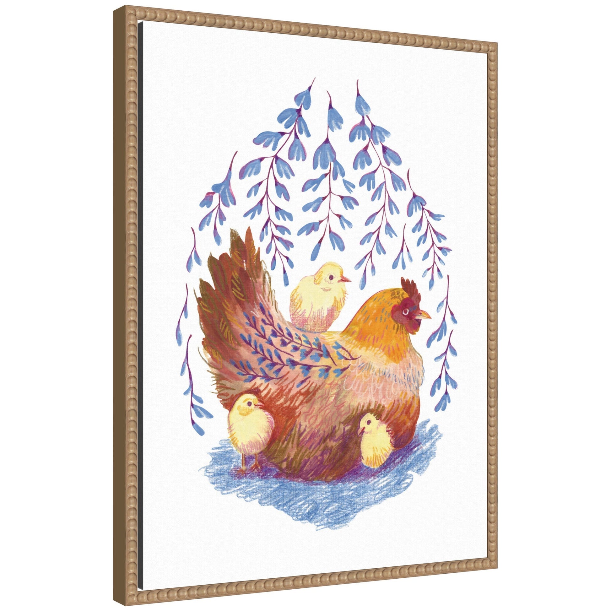 Whisteria Hen by Lucia Gianello Framed Canvas Wall Art Print - I Bought a Yard Sale
