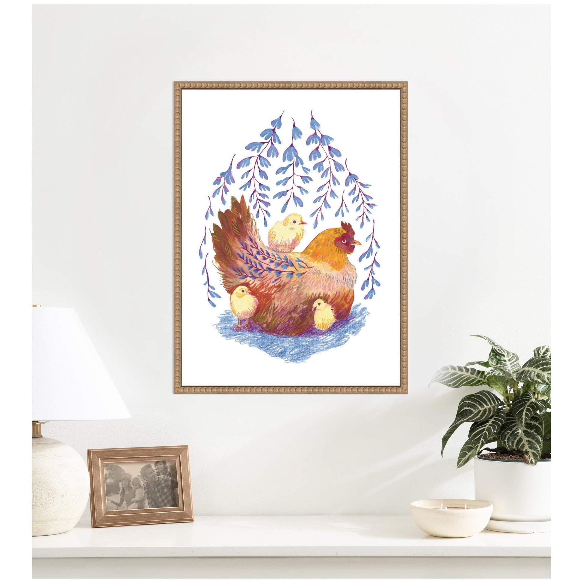 Whisteria Hen by Lucia Gianello Framed Canvas Wall Art Print - I Bought a Yard Sale