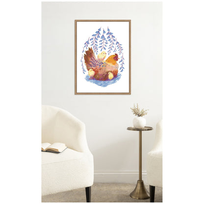 Whisteria Hen by Lucia Gianello Framed Canvas Wall Art Print - I Bought a Yard Sale