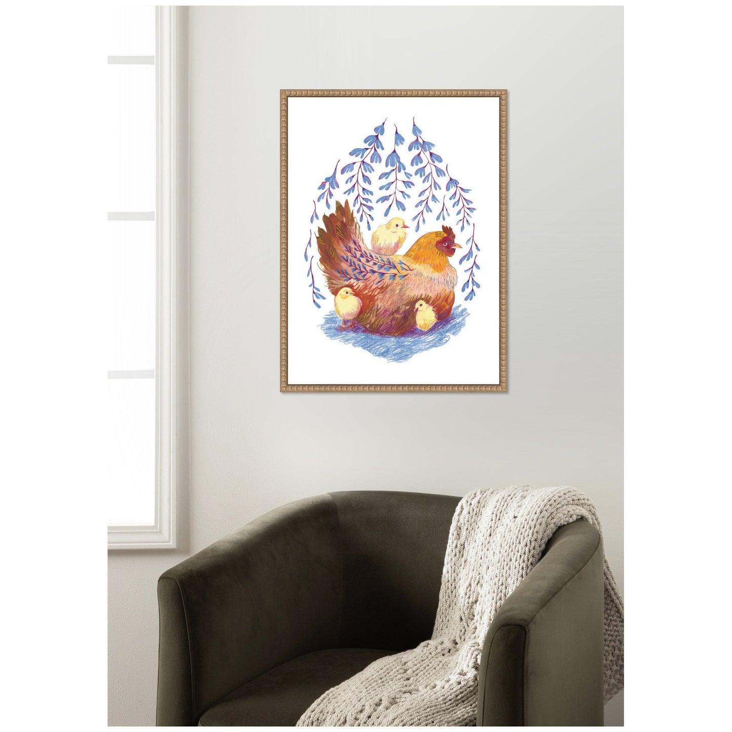 Whisteria Hen by Lucia Gianello Framed Canvas Wall Art Print - I Bought a Yard Sale