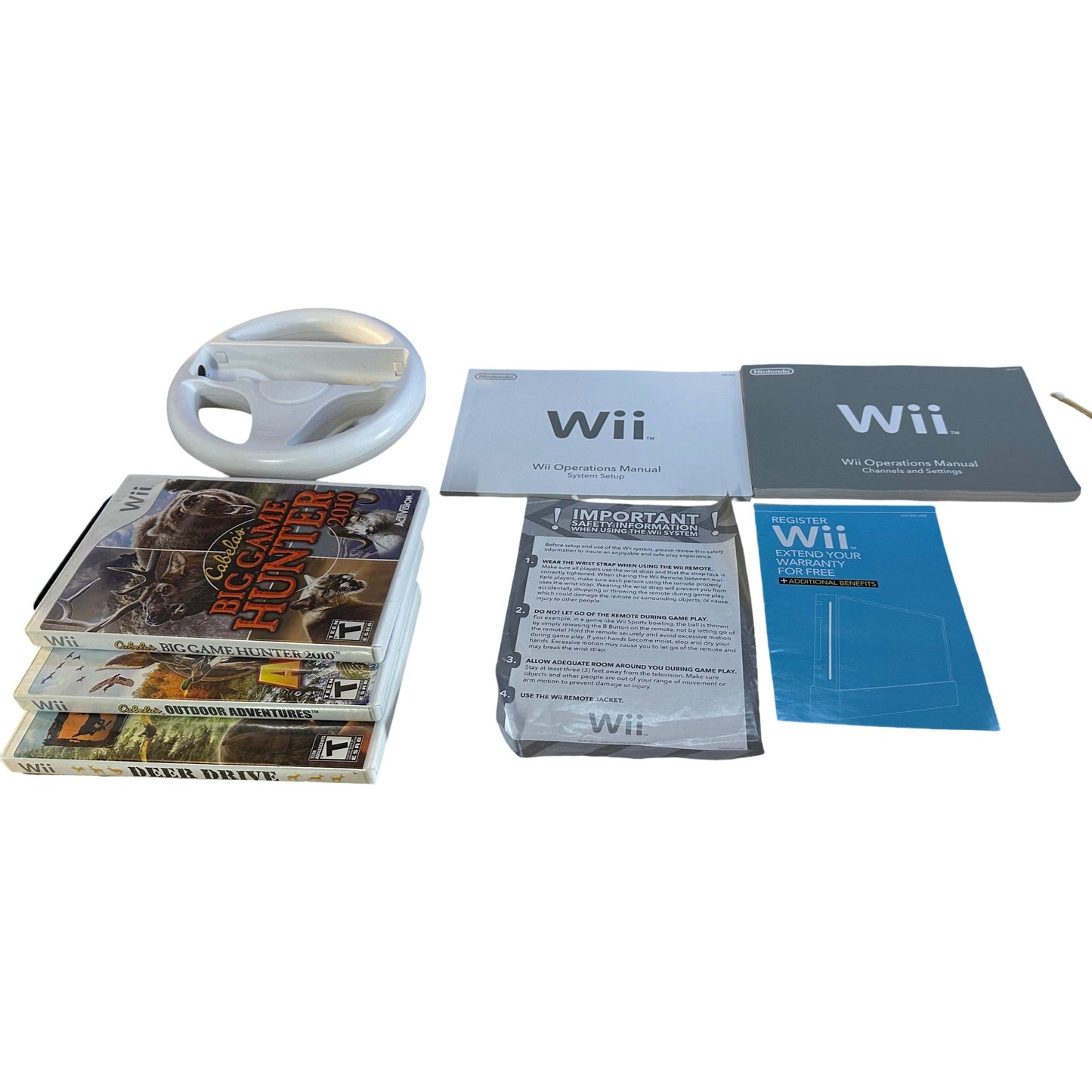 White Nintendo Wii Ultimate Hunting and Driving Bundle (GameCube Compatible) - I Bought a Yard Sale
