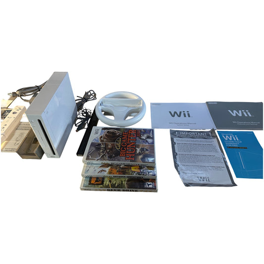 White Nintendo Wii Ultimate Hunting and Driving Bundle (GameCube Compatible) - I Bought a Yard Sale