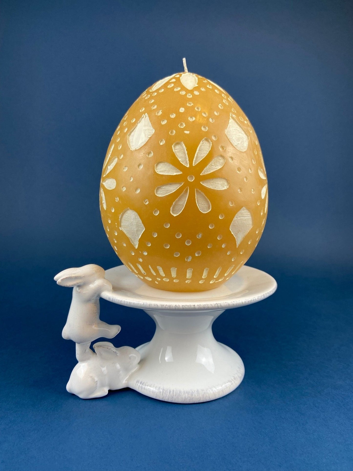 White Porcelain, Cupcake Sized Stand. Climbing Bunnies Detail. Rabbit Themed Table Accessories. Candy Dish, Candle Holder, Modern Farmhouse. - I Bought a Yard Sale