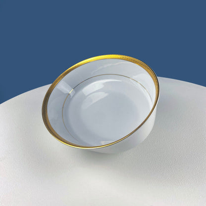 White Porcelain Oval Serving Bowl with Embossed Gold Band. Wedding Band China. Contemporary Noritake Queen's Gold. Dining Room Decor. - I Bought a Yard Sale