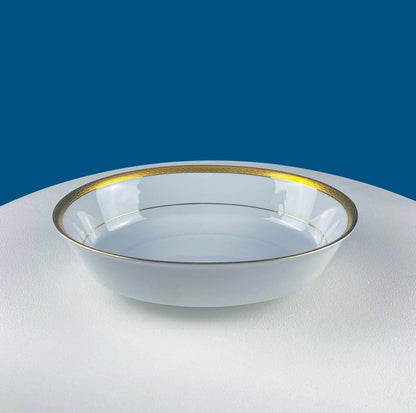 White Porcelain Oval Serving Bowl with Embossed Gold Band. Wedding Band China. Contemporary Noritake Queen's Gold. Dining Room Decor. - I Bought a Yard Sale