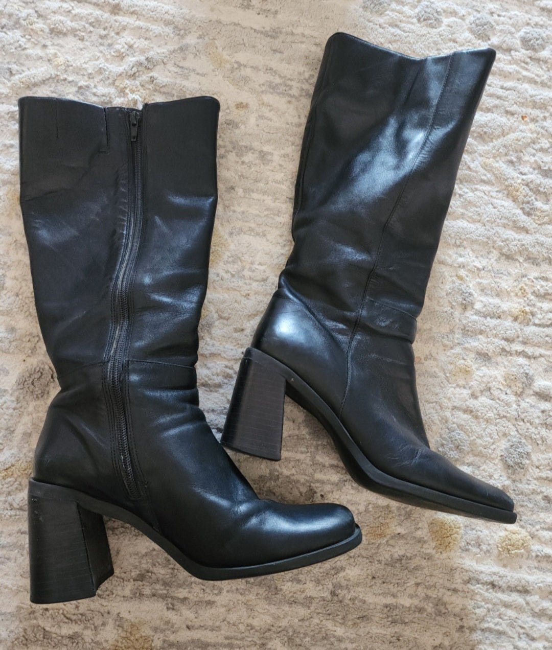 Women's Black Leather Boots - I Bought a Yard Sale