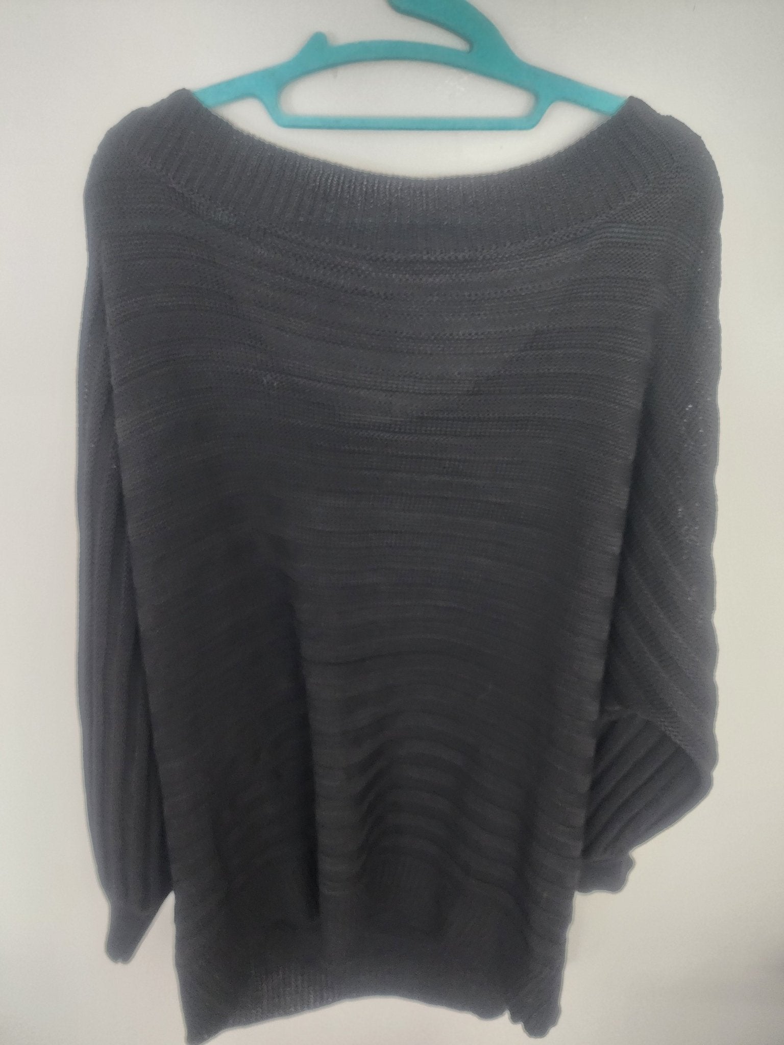 Women's Black Oversize 2XL Dolman Sleeve Sweater - Batwing Pullover Knit Top - I Bought a Yard Sale
