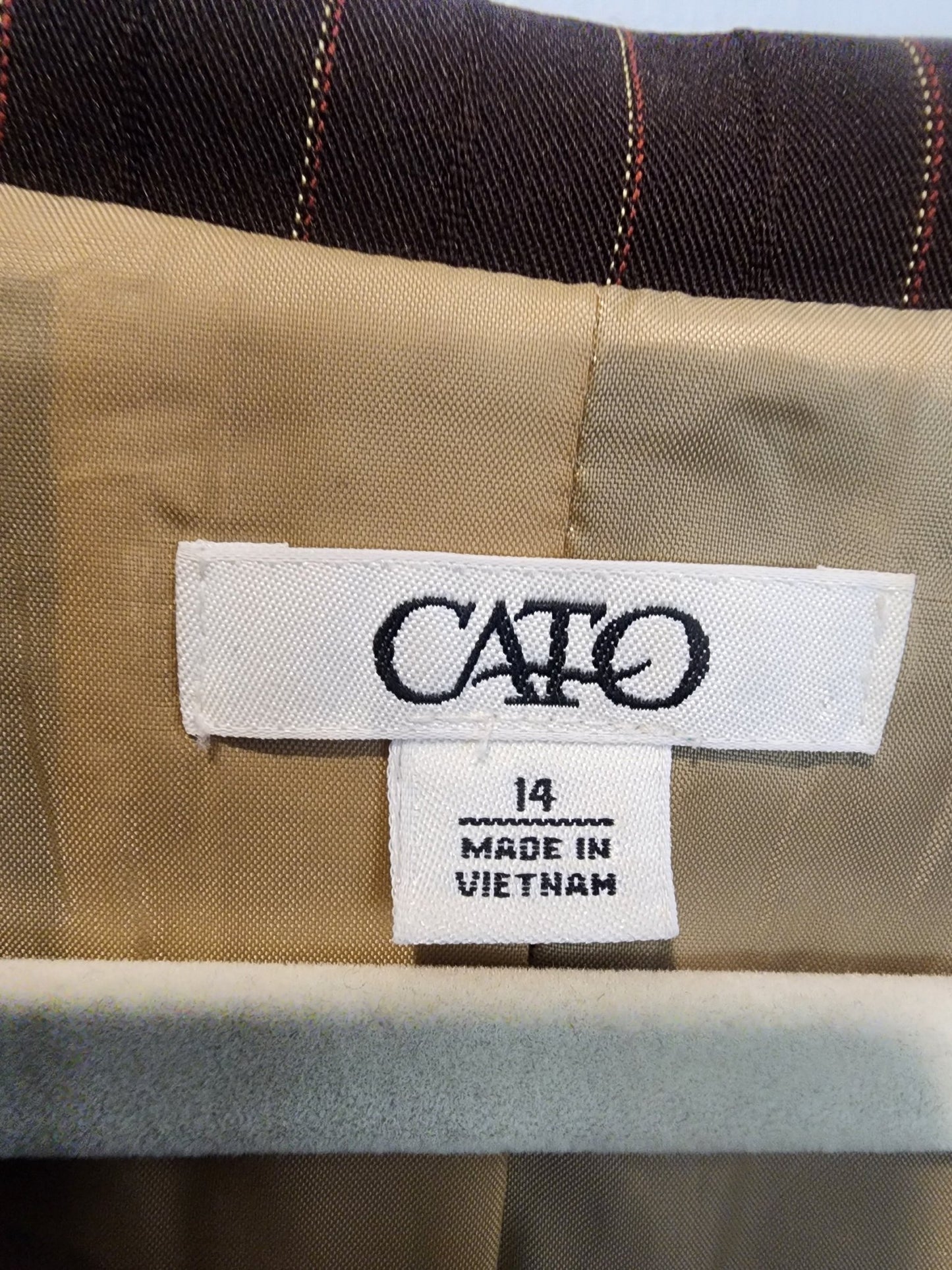 Women's Cato Brown Pinstripe Jacket size 14 - I Bought a Yard Sale